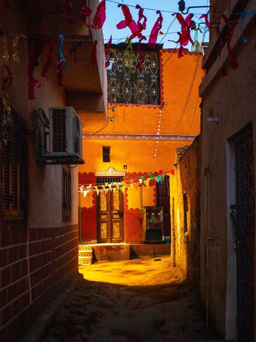 Egypt Aswan Elephantino Island Nubian Village Traditional House Evening