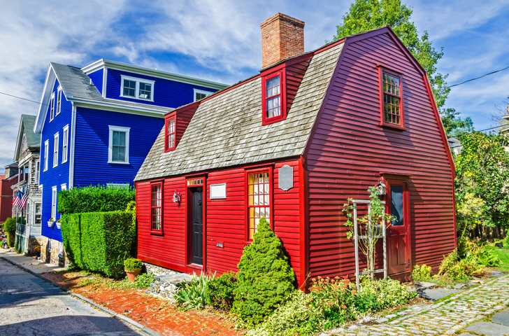 usa - rhode island newport farvede huse