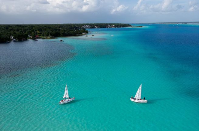 Mexico Bacalar Sailboats Lagoon