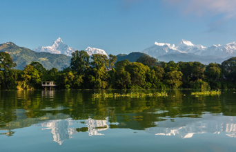 Nepal, udsigt til Himalaya fra Pokhara