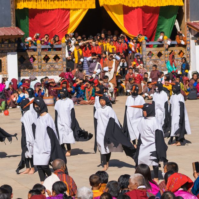Bhutan Gangtey Black Necked Crane Festival Trane Dans Lodret