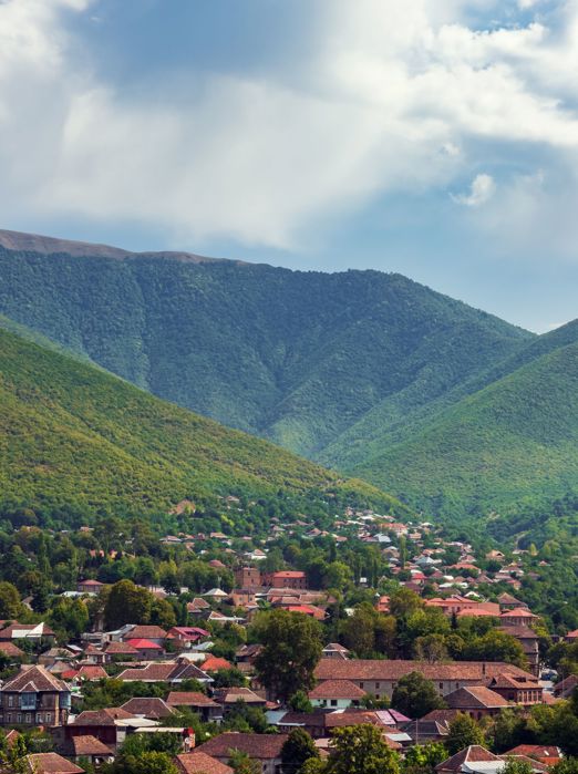 Azerbaijan Sheki Old City Panorama