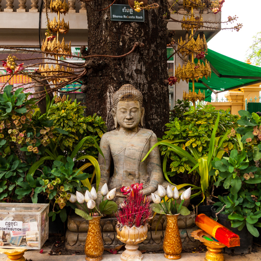 Phonm Penh byder på royalt palads og buddhastatuer.