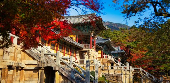 Sydkorea Gyeongju Bulguksa Templet Efterår