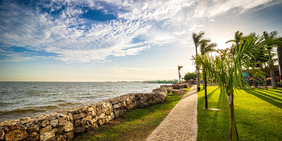 Uganda Entebbe Walkway Shore Of Lake Victoria Sunset