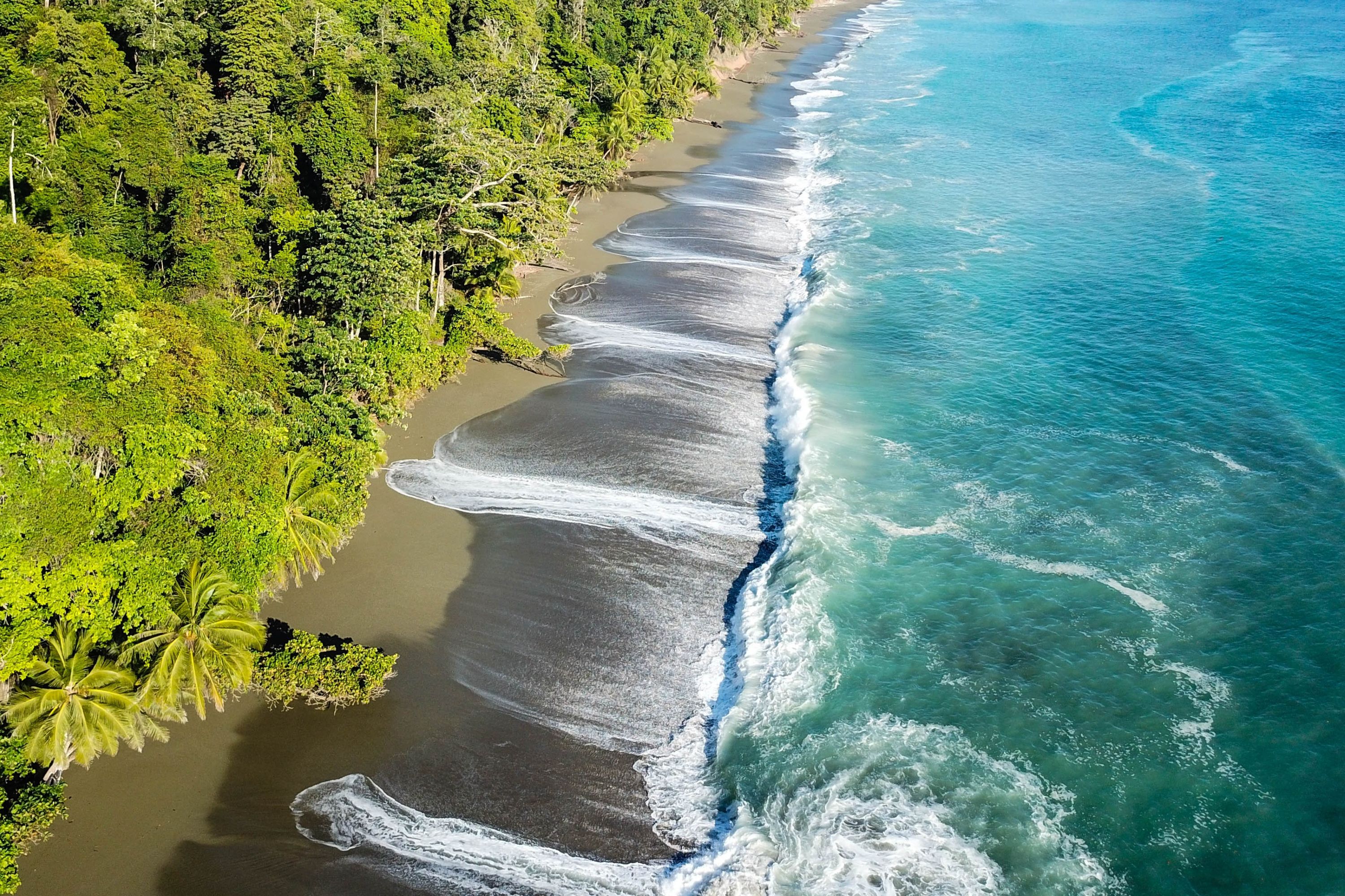 Costa Rica Osa Peninsula Cocovado National Park Aerial View Coastline