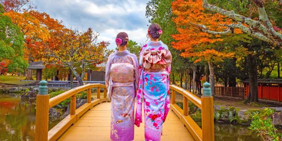 Nara Kvinder Klædt I Kimono