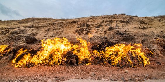 Azerbaijan Yanardag Burning Ground Natural Gas Fire