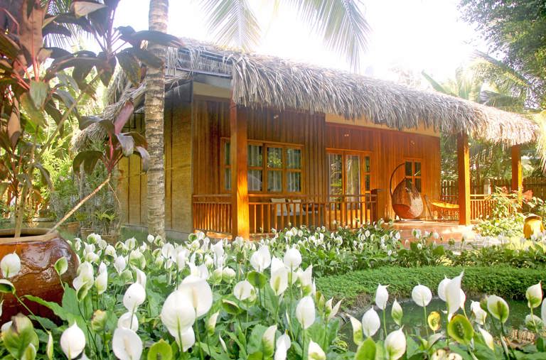 Bungalow Exterior White Flowers