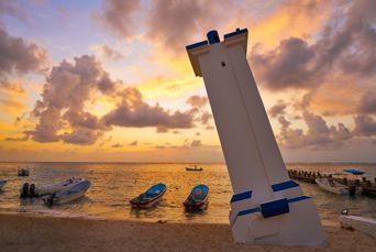 Mexico Puerto Morelos Sunrise Lighthouse Mayan Riviera Maya