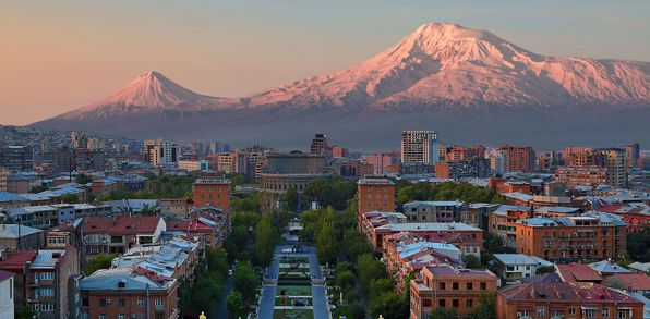 Armenia Yerevan Capital With Mount Ararat In Background Sunrise