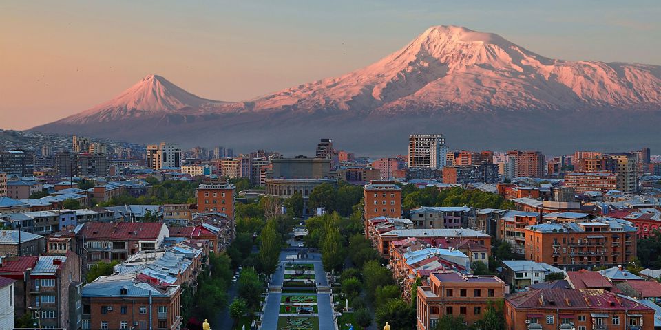 Armenia Yerevan Capital With Mount Ararat In Background Sunrise