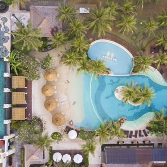 bali - legian - Bali Mandira Beach Resort & Spa_Swimming Pools from Aerial view