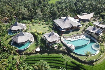 Puri Dajuma Terrace Eco Lodge Spa Bali Villas Pool Restaurant From West 1421X1066