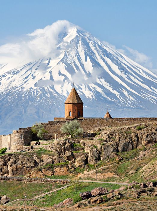 Armenia Khor Virap Church Ararat Mountain In Background