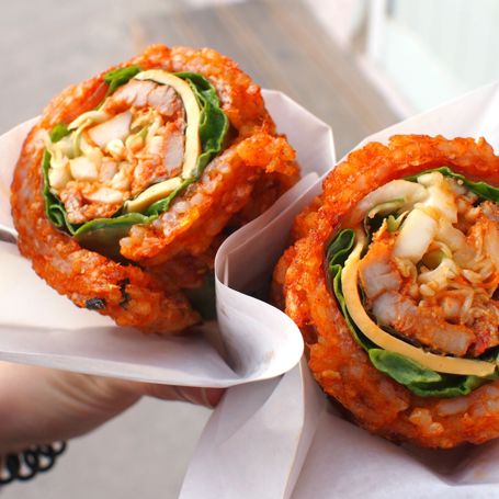 Sydkorea Jeonju Streetfood Bibimbap Vaffel