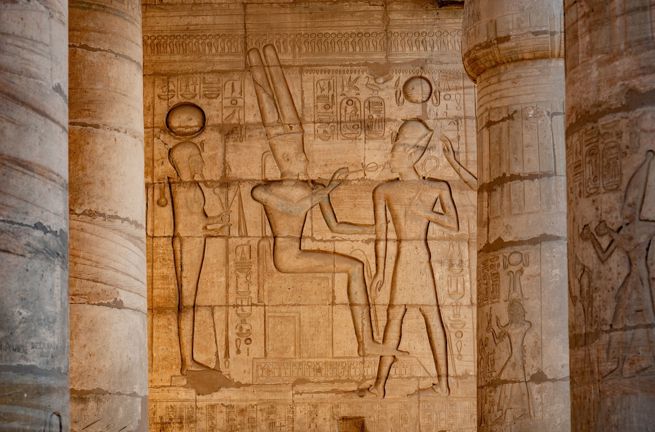 Egypt Luxor Theban Ramesseum Memorial Temple Pharaoh Ramesses II Hieroglyphic Relief