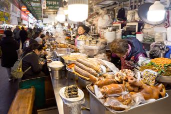 Sydkorea Seoul Gwangjang Market Street Food
