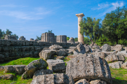 Greece Olympia Ruins Doric Temple Hera