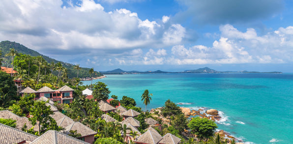 Smuk panoramaudsigt over det kuperede terræn på Koh Samui