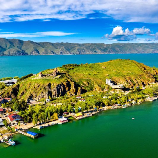 Armenia Lake Sevan Peninsula Aerial View