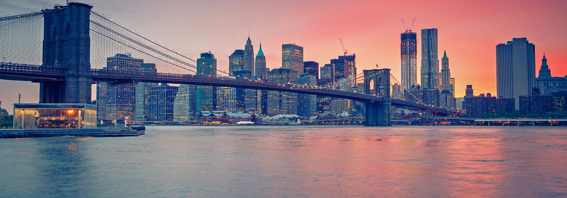 usa - new york brooklyn bridge skyline