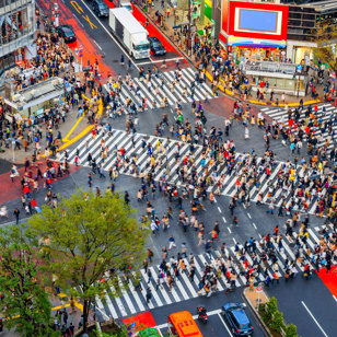 Verdens travleste fodgængerfelt i Shibuya