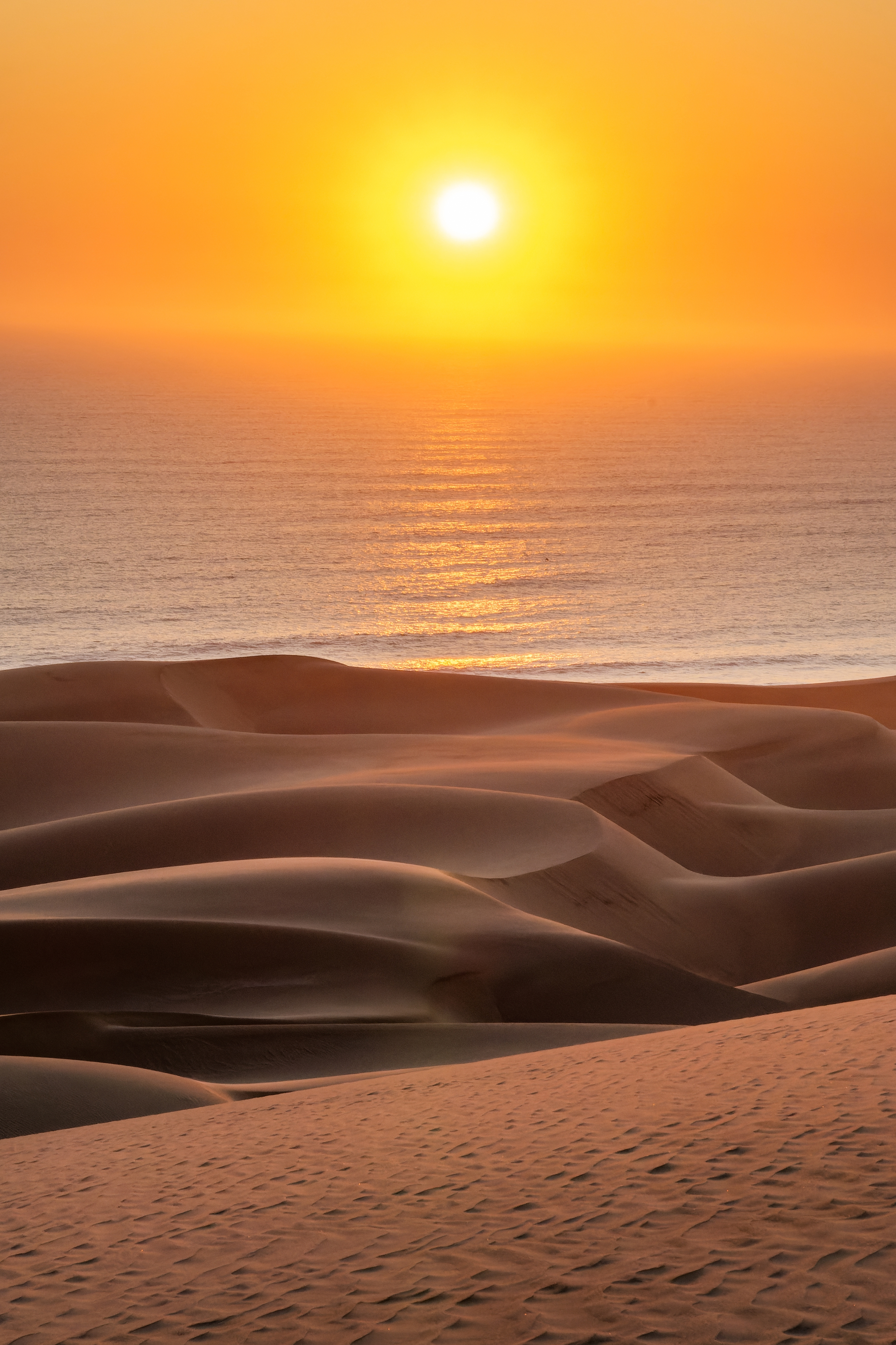 Sandklitter Og Havudsigt Sandwich Harbor Solnedgang Namib Naukluft Naturpark 2548984505