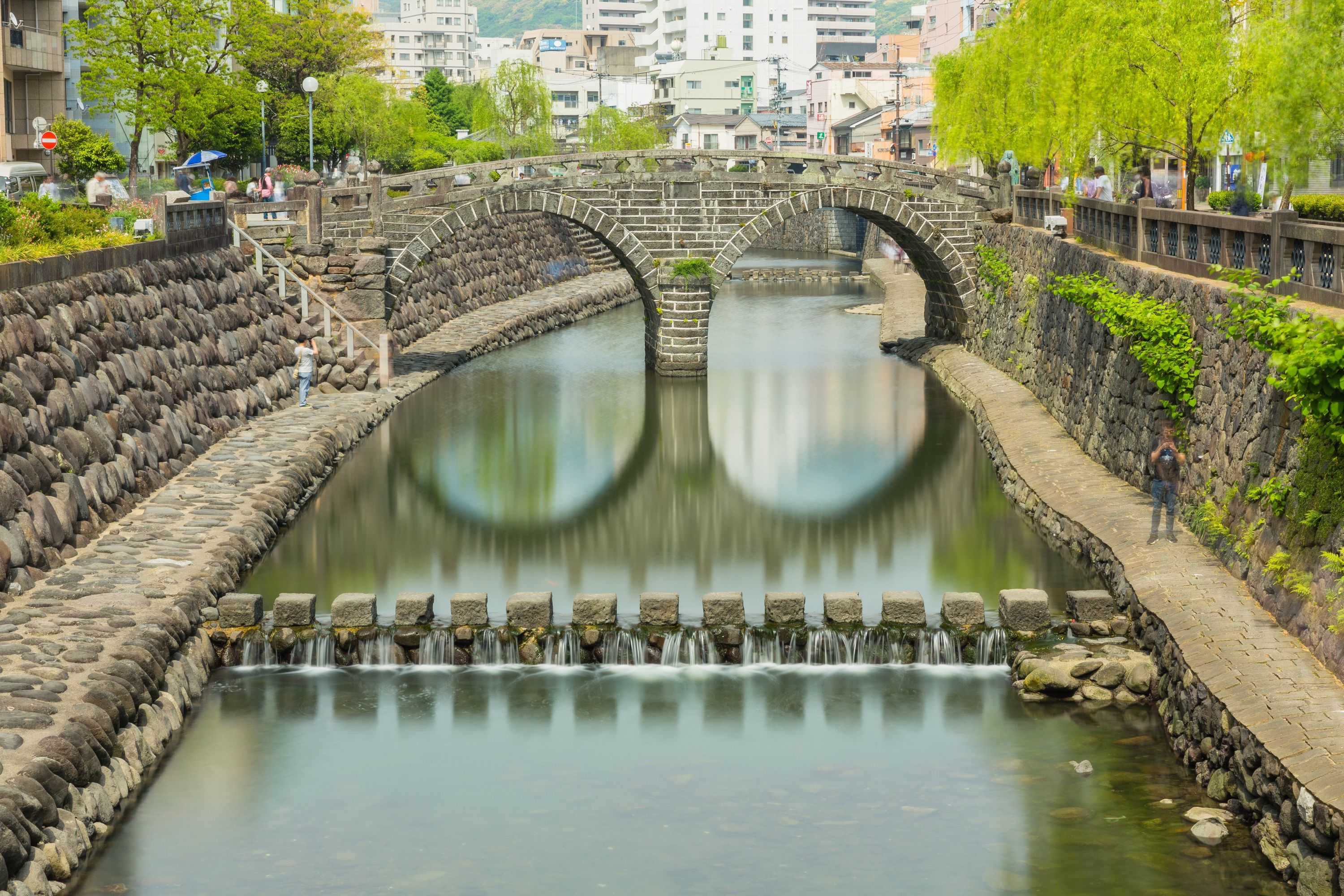 Japan Nagasaki Megane Bridge Over Nakajima River
