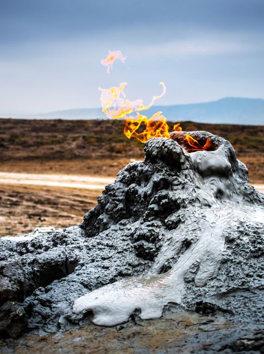 Azerbaijan Gobustan Burning Gas In Mud Volcano